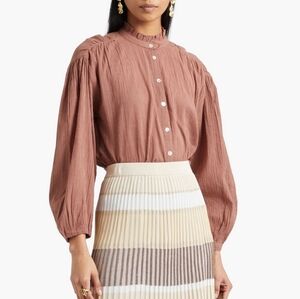 Antik Batik Eugenie Gathered Striped Cotton Blouse
